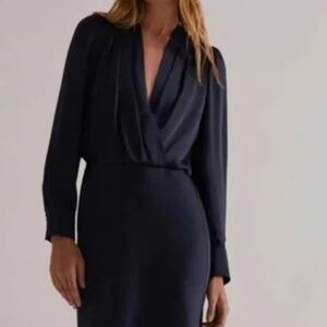 NWT Favorite Daughter The Nita Maxi Dress Gown Navy Blue Satin Cocktail Event